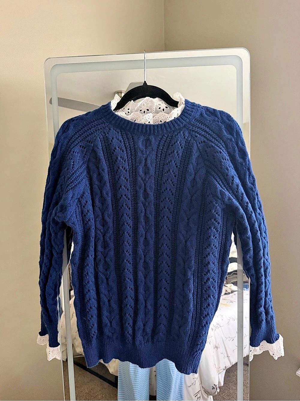 Cable Knit Sweater in Blue Like New